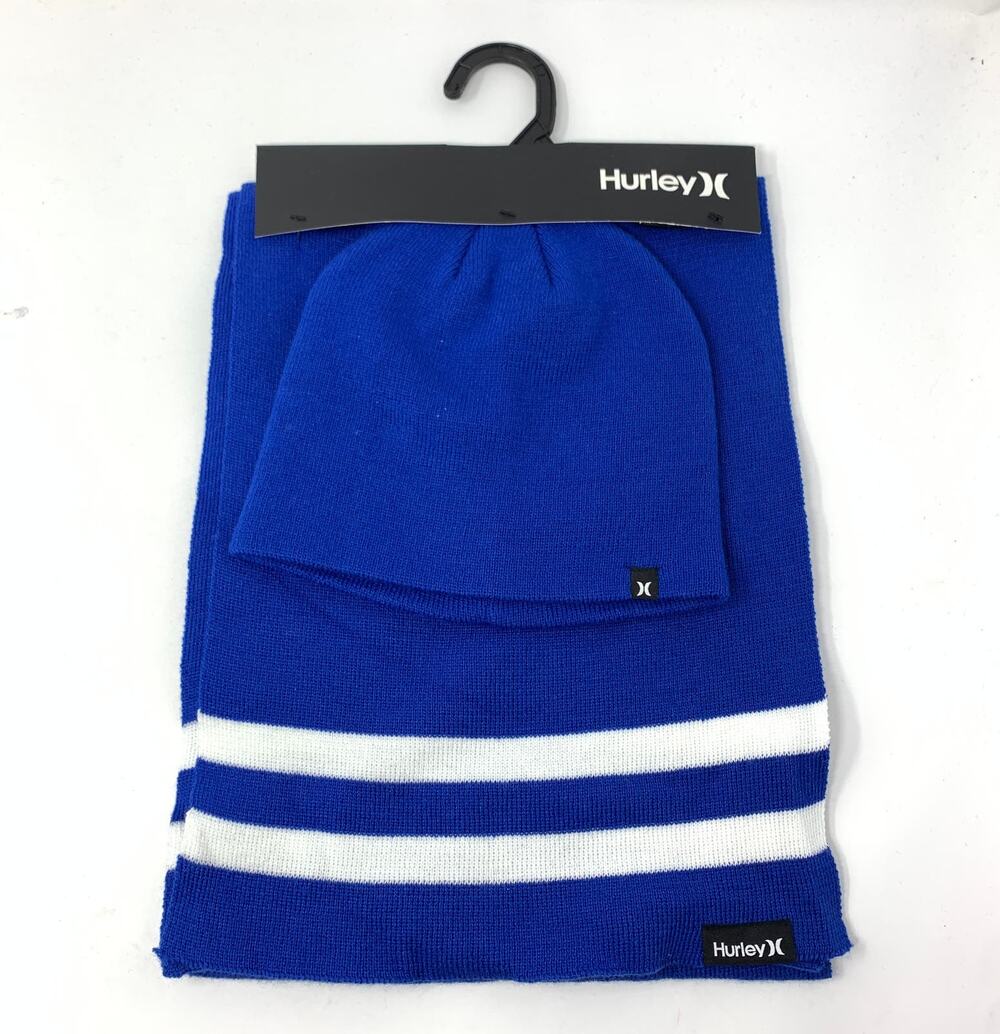 Hurley Beanie & Scarf Set Unisex O/S New Yorker Blue NEW